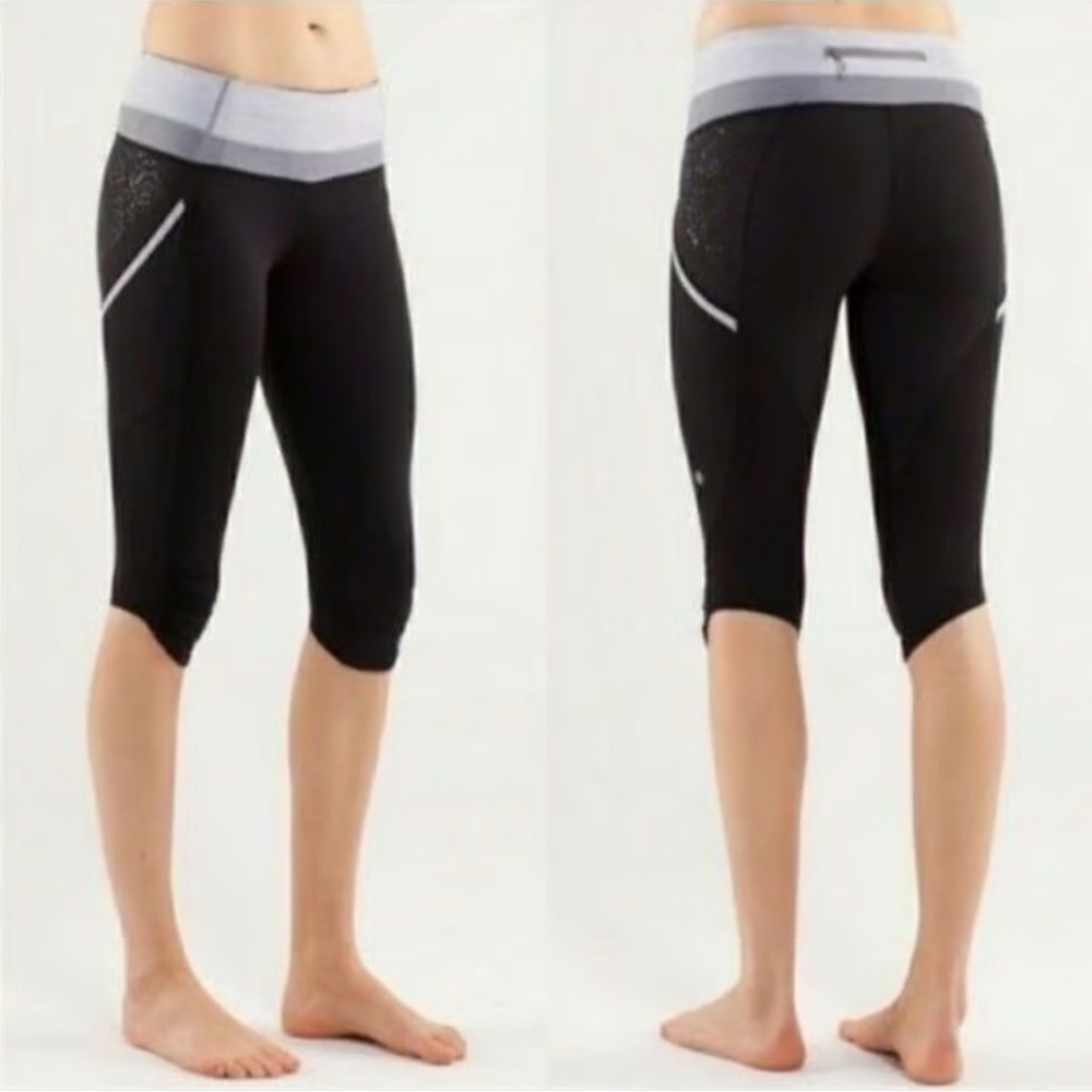 Lululemon Athletica Run A Marathon Black and Gray Capris